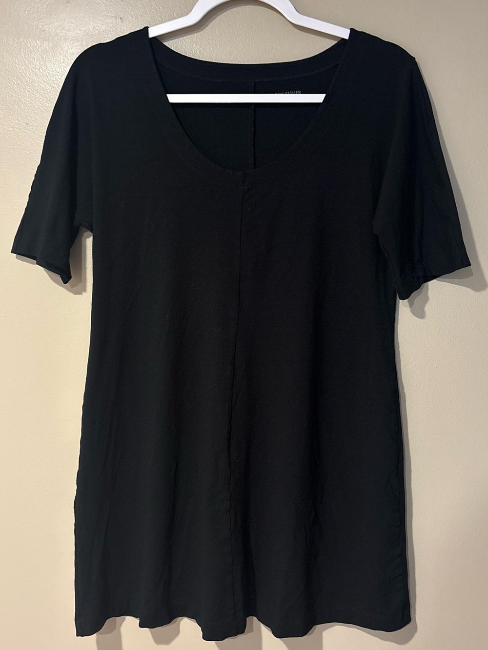 Eileen Fisher jersey tunic top dress black basic neutral boho loose fit